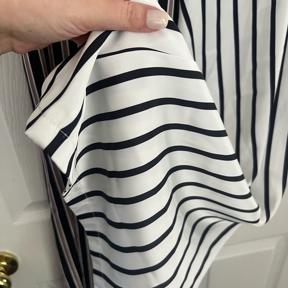 Split Color Block Stripe Satin Pants - Picture 4 of 4